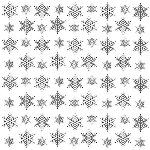 Fondo de Navidad con copos de nieve negro sobre blanco . — Archivo Imágenes Vectoriales