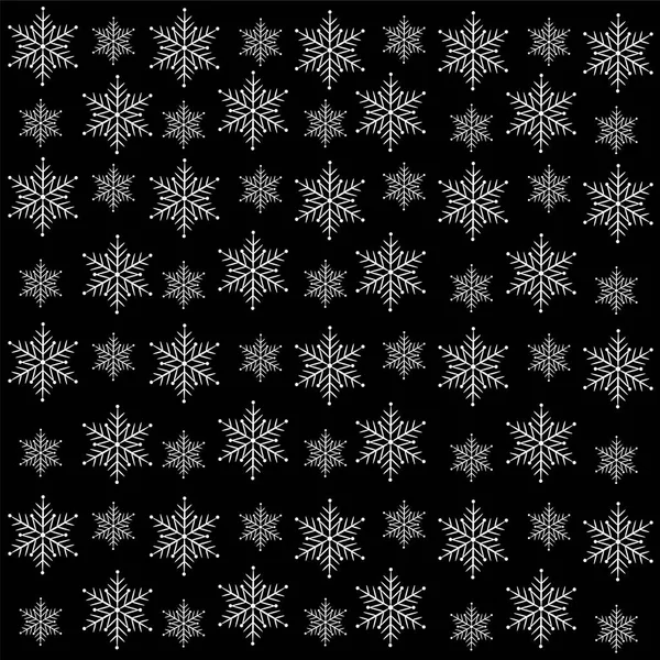 Flocons de neige blancs sur fond noir.Fond de Noël . — Image vectorielle