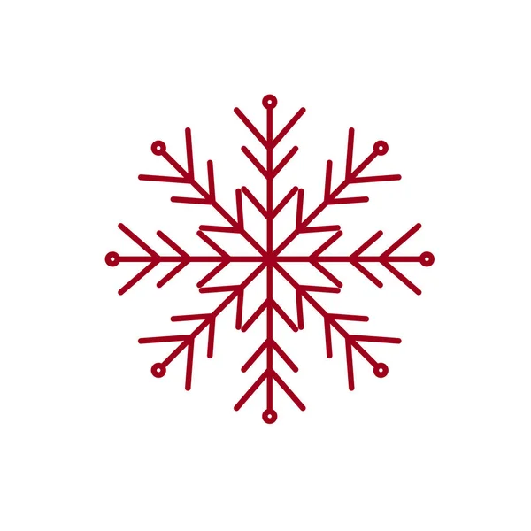 Ilustração de flocos de neve em um estilo plano vermelho em um fundo branco — Vetor de Stock