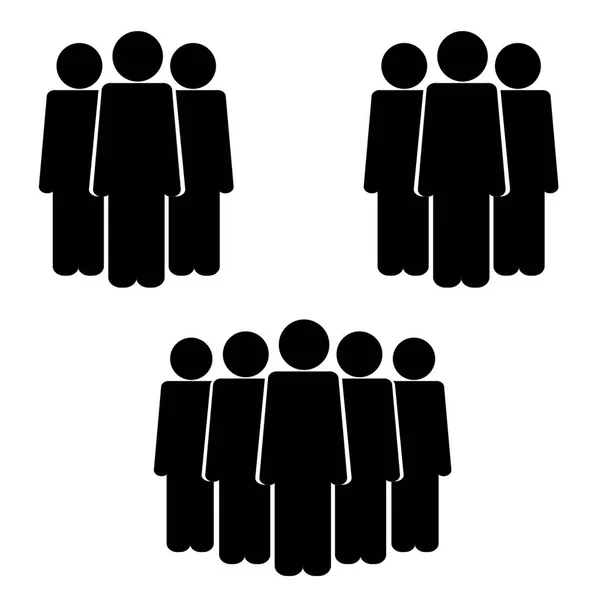Icono de la gente multitud icono negro sobre fondo blanco — Vector de stock