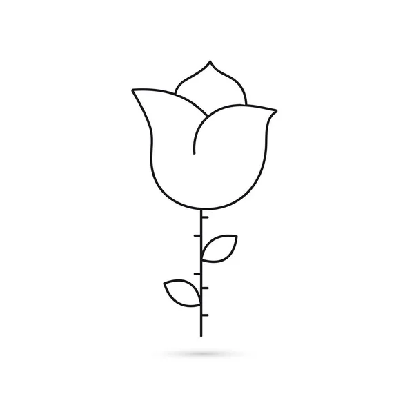 白色背景上黑色玫瑰轮廓的图标 — 图库矢量图片