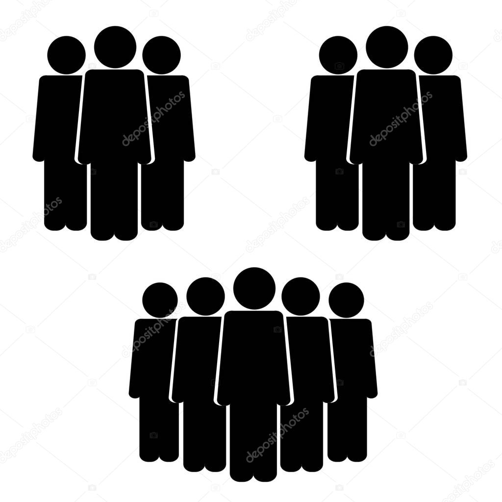 Icon of people crowd icon black on white background