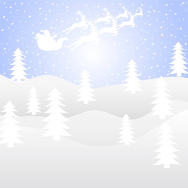 Noel arka plan. Bir atlı kızak ekibi geyik ile Noel Baba