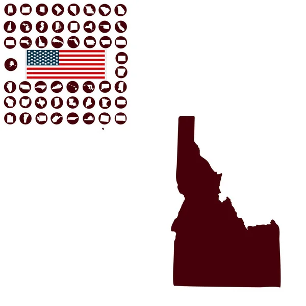 Mappa dello stato americano dell'Idaho su sfondo bianco — Vettoriale Stock