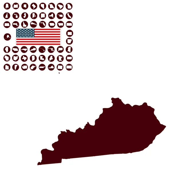 Beyaz bir arka plan üzerinde Kentucky ABD devlet Haritası — Stok Vektör