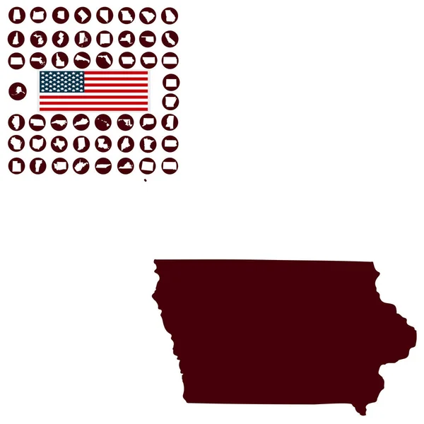 Mapa z amerického státu Iowa na bílém pozadí — Stockový vektor