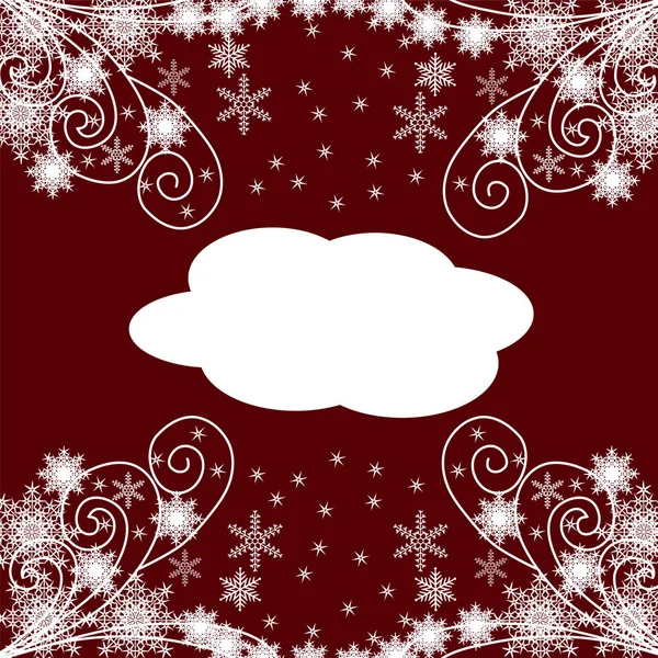 Шаблон для открытки белые снежинки на красном фоне — стоковый вектор