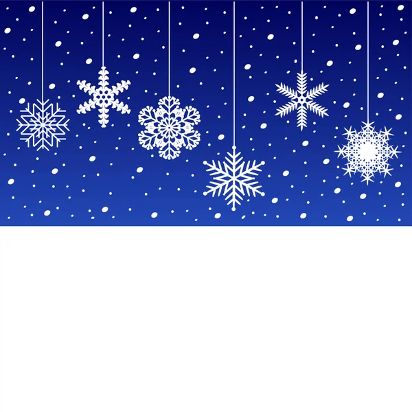 Шаблон для открытки снежинки на синем фоне — стоковый вектор
