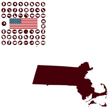 Beyaz zemin üzerine Massachusetts ABD devlet Haritası