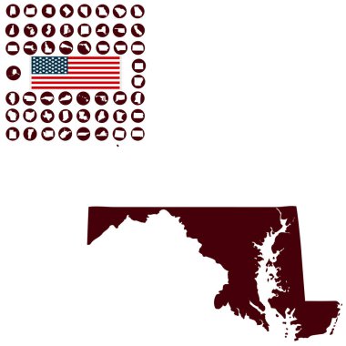 Beyaz bir arka plan üzerinde ABD Maryland devlet Haritası