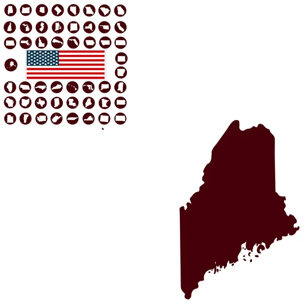 白い背景に米国メイン州の地図 — ストックベクタ
