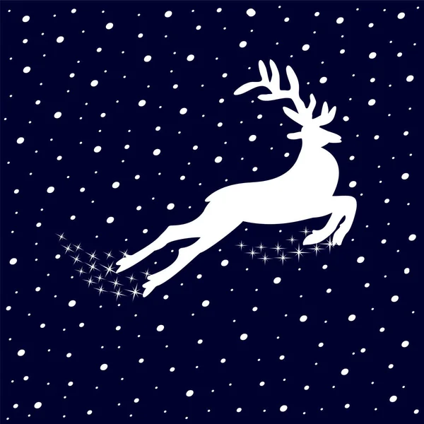 Boże Narodzenie tła. Jeleń na niebieskim tle snowy — Wektor stockowy
