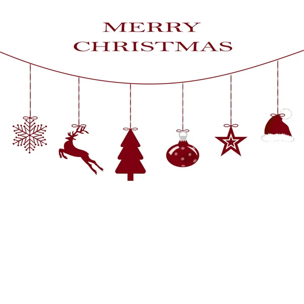 Christmas ornaments hanging rope red isolated background — Stock Illustration Christmas ornaments hanging rope red isolated background Royalty Free Stock Vectors