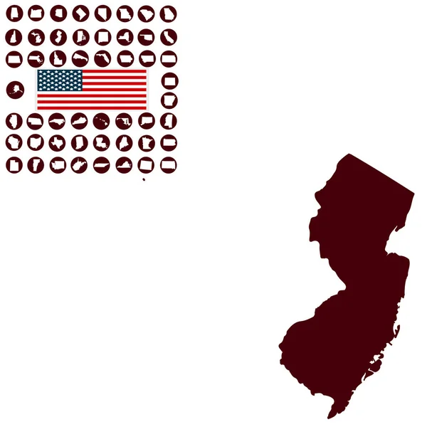 Kaart van de Amerikaanse staat New Jersey op een witte achtergrond — Stockvector