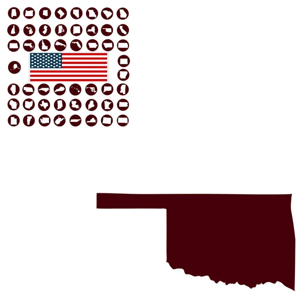Mapa del estado estadounidense de Oklahoma sobre un fondo blanco — Vector de stock