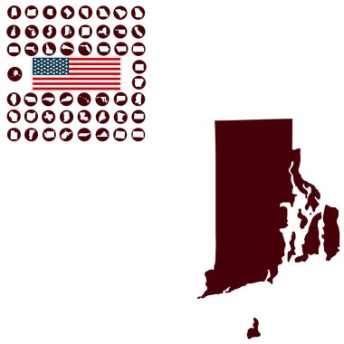 Harita, U.S. devlet Rhode Island'ın, beyaz bir arka plan üzerinde