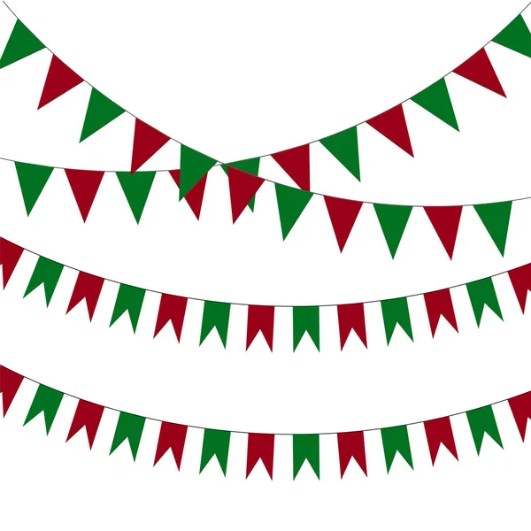 Коллекция праздничных декоративных флагов на Рождество — стоковый вектор