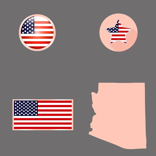 Mappa dello stato americano dell'Arizona su sfondo grigio . — Vettoriale Stock