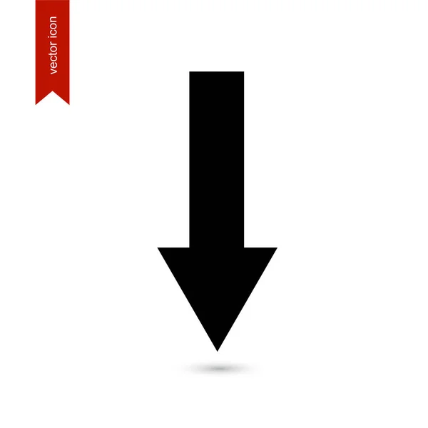 Pfeil nach unten Symbol schwarz auf weißem Hintergrund — Stockvektor