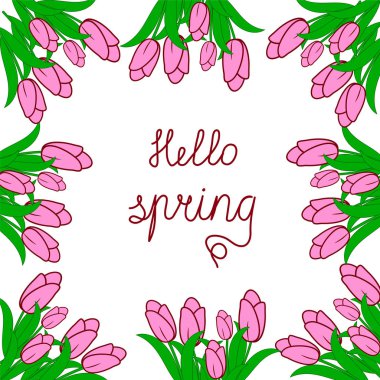 Merhaba Lale ve yazıt arka plan bahar