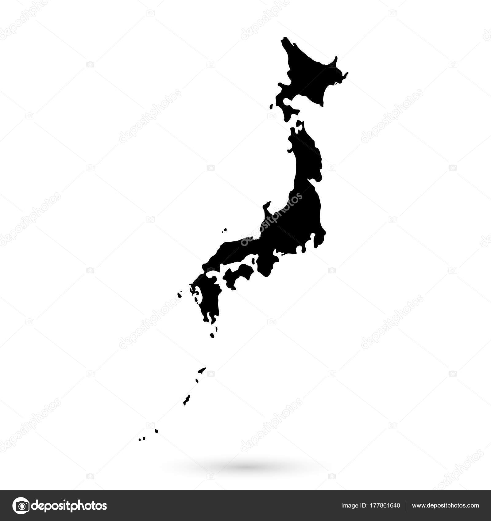 Japan black and white map | Map of Japan black on white background — Stock Vector ...