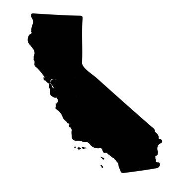 ABD'nin California eyaletinde beyaz bir arka plan üzerinde Haritası