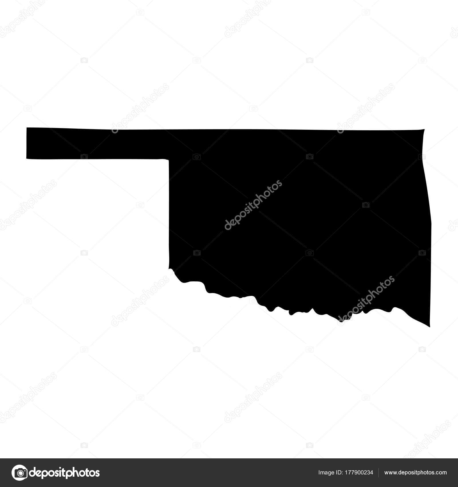 map of the u s state of oklahoma on a white background stock vector