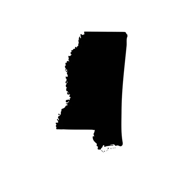 Mapa del estado de Misisipi en un fondo blanco — Vector de stock