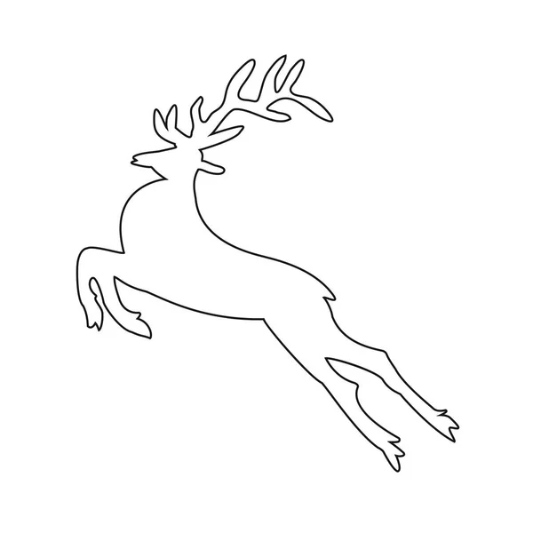 Reindeer, contour, icon for Christmas. Vector illustration for a site — Stock Vector