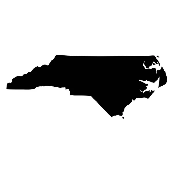 Mapa do estado norte-americano da Carolina do Norte sobre fundo branco — Vetor de Stock