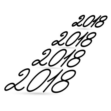 2018 yeni yıl hat ifade ayarlayın. El ile yazılmış modern yazı.