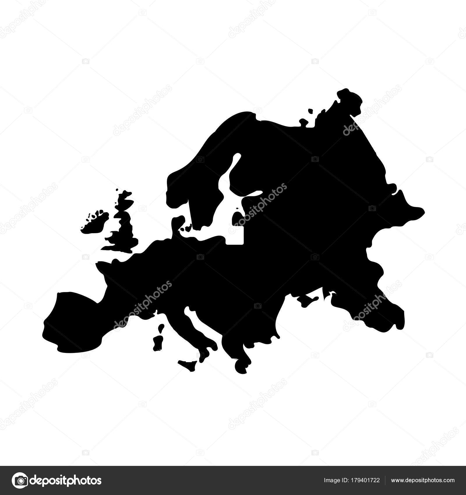 Carte De Leurope En Noir Sur Fond Blanc Image Vectorielle