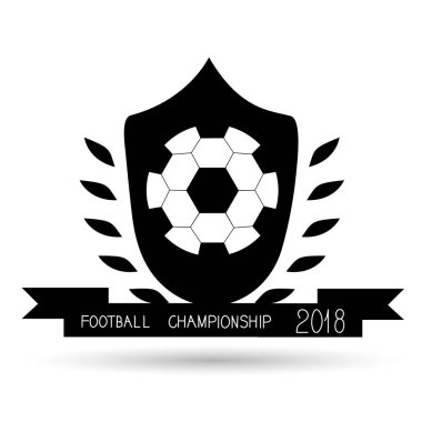 Futbol logosu. Yazıt ile beyaz arka plan üstünde kutsal kişilerin resmi