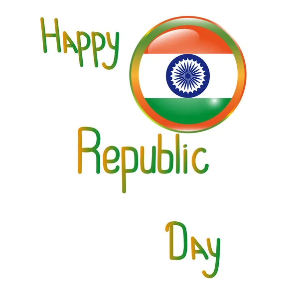 Tag der Republik Indien. Taste mit einem Fahnenbild, einer Inschrift — Stockvektor