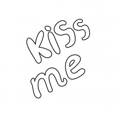 Yazıt öp beni, beyaz bir arka plan üzerinde siyah