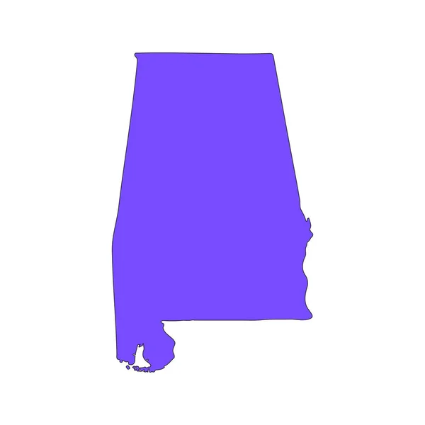Mapa del estado estadounidense de Alabama sobre un fondo blanco — Vector de stock