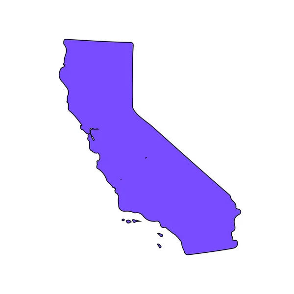 Mapa del estado estadounidense de California sobre un fondo blanco — Vector de stock