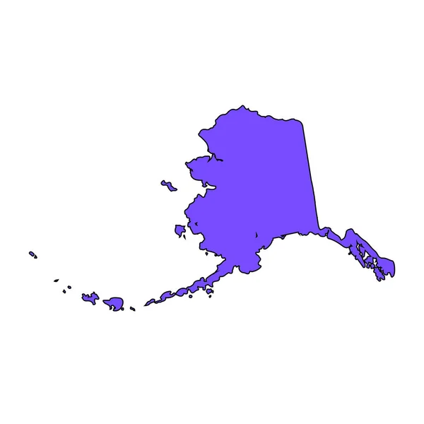 Mappa dello stato americano dell'Alaska su sfondo bianco — Vettoriale Stock