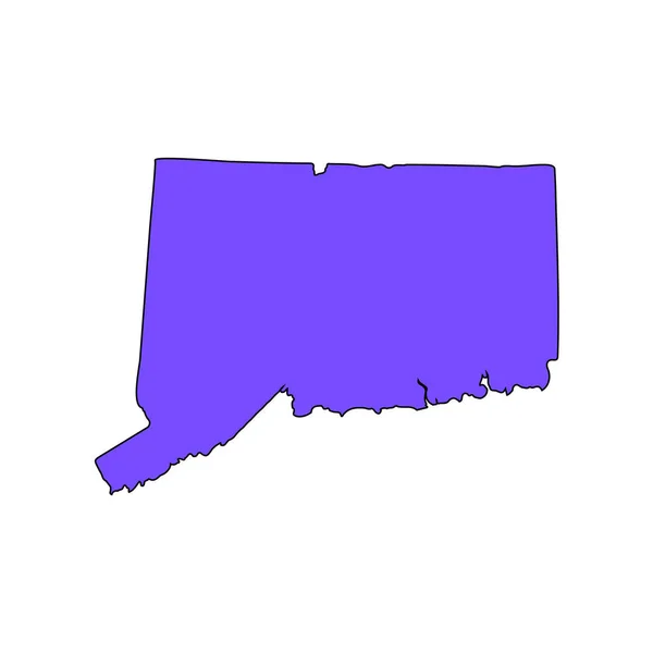 Mapa do estado americano de Connecticut sobre um fundo branco — Vetor de Stock