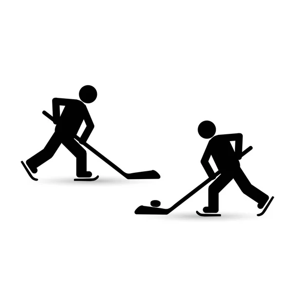Icona giocatore di hockey nero su sfondo bianco. Illatio vettoriale — Vettoriale Stock