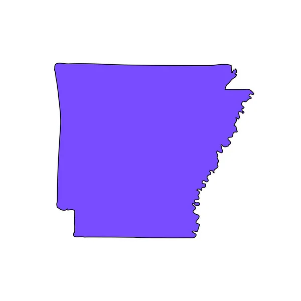 Mapa del estado estadounidense de Arkansas sobre un fondo blanco — Vector de stock