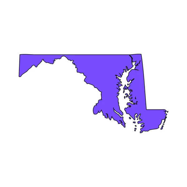 흰색 배경에 미국 메릴랜드 주 지도 — 스톡 벡터
