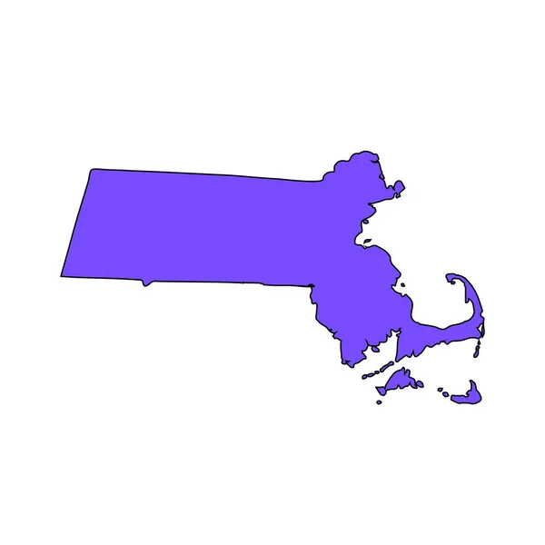 Az USA-ban Massachusetts állam fehér alapon térképén — Stock Vector