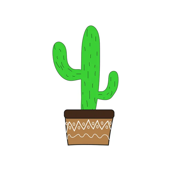 Söt kaktus i en blomkruka på vit bakgrund — Stock vektor