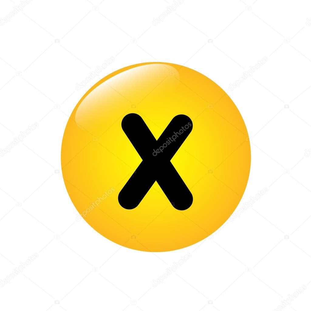 Mathematical multiplication icon on the yellow button