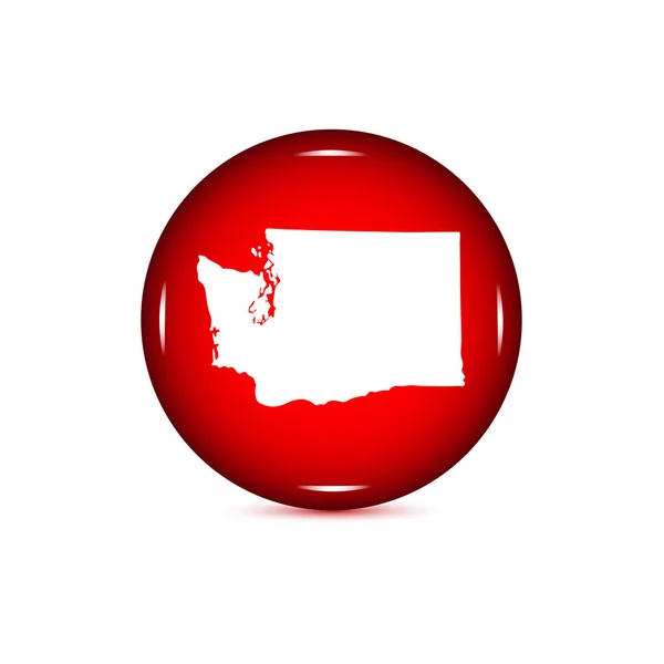 Mappa dello stato americano di Washington su sfondo bianco. Rosso b — Vettoriale Stock