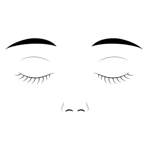 Donna faccia con gli occhi chiusi silhouette nera. Vettore — Vettoriale Stock
