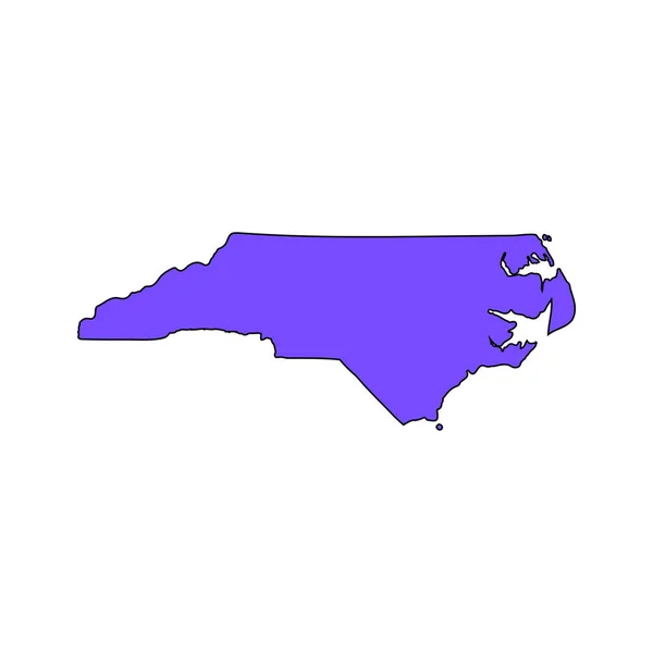 Mappa dello stato americano della Carolina del Nord su sfondo bianco . — Vettoriale Stock