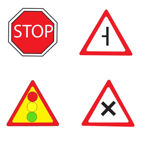 Road signs. Vector illustration on white background — Stock Vector