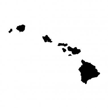 Beyaz bir arka plan üzerinde Hawaii ABD eyaletinde Haritası.